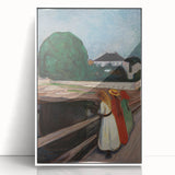 Expressionist Art: Girls on the Bridge Modern Canvas Print