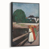 Expressionist Art: Girls on the Bridge Modern Canvas Print