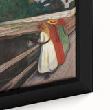 Expressionist Art: Girls on the Bridge Modern Canvas Print