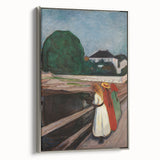 Expressionist Art: Girls on the Bridge Modern Canvas Print