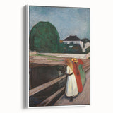 Expressionist Art: Girls on the Bridge Modern Canvas Print