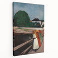 Expressionist Art: Girls on the Bridge Modern Canvas Print