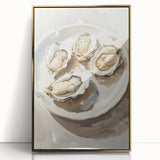 Large acrylic print featuring an array of mid-century modernist food dishes in gold tones, ideal for modern kitchen decor.