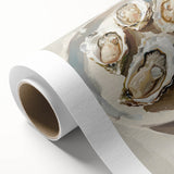 Art deco poster featuring an array of colorful food dishes on rolled canvas, suitable for dining room wall art.