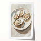 Extra large rolled print featuring an assortment of detailed food dishes in pastel shades, ideal for dining room wall art.