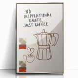 Large art print of mid-century modernist food and drinks, vibrant colors on a silver-framed acrylic.