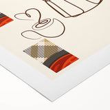 Art deco poster featuring a stylized cocktail glass, in bold black and gold tones on rolled canvas.