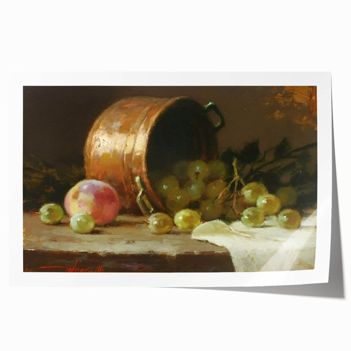 Extra large rolled print featuring vibrant fruit and floral art, ideal for dining room or bathroom wall decor.