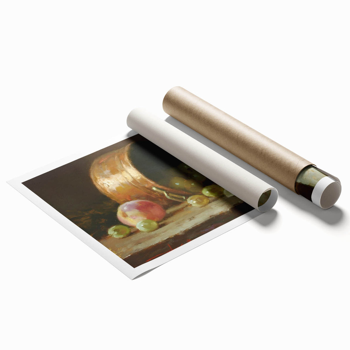 Extra large rolled print featuring assorted fruits in vibrant colors.
