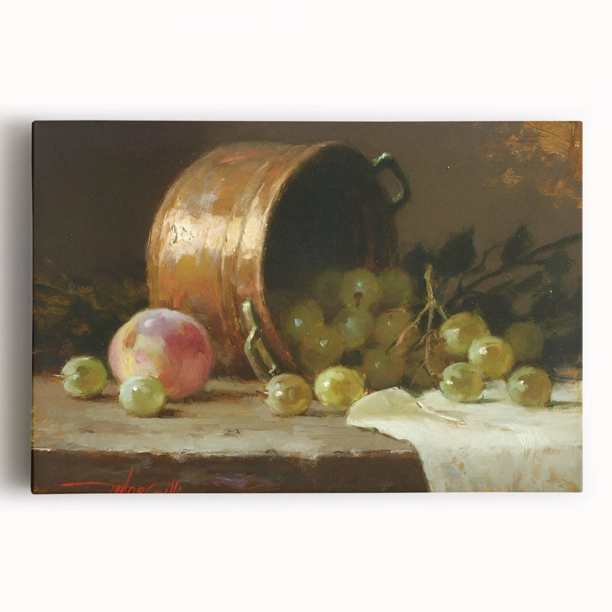 Black and white large art on stretched canvas featuring assorted fruits, ideal for kitchen wall art.