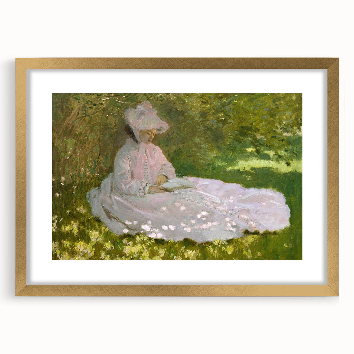 Impressionist Garden Scene - Monet's Springtime, Elegant Framed Print