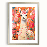 Children’s Wall Art Prints – Colorful Llama Floral Canvas