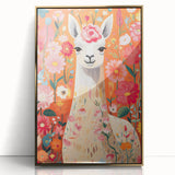 Children’s Wall Art Prints – Colorful Llama Floral Canvas