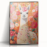 Children’s Wall Art Prints – Colorful Llama Floral Canvas