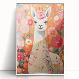 Children’s Wall Art Prints – Colorful Llama Floral Canvas