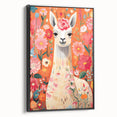 Children’s Wall Art Prints – Colorful Llama Floral Canvas