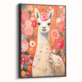 Children’s Wall Art Prints – Colorful Llama Floral Canvas