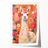 Children’s Wall Art Prints – Colorful Llama Floral Canvas