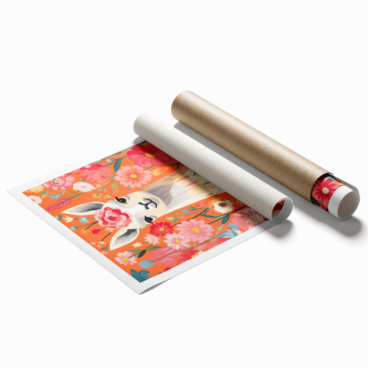 Children’s Wall Art Prints – Colorful Llama Floral Canvas