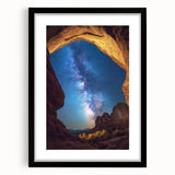 Black-framed landscape print showcasing majestic canyons with vibrant colors, elegantly matted for a polished look, perfect for modern home decor.