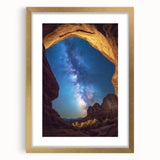 Landscape art print of a canyon scene framed with a gold mat, showcasing rich earthy tones and intricate details, perfect for home decor enhancement.