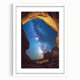 Framed landscape artwork depicting vibrant canyons with a white mat, showcasing rich colors and intricate details, perfect for enhancing home decor.