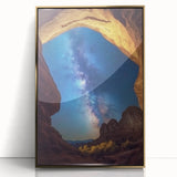 Framed acrylic artwork showcasing a stunning landscape of canyons with vibrant gold accents, perfect for modern home decor. Ideal for enhancing living spaces with nature-inspired elegance.