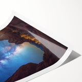 Stunning landscape print of vibrant canyons with layered rock formations, rolled and ready for display, showcasing rich colors and intricate details for art enthusiasts.