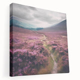 Stretched canvas wall art depicting a serene countryside landscape with vibrant green fields and a dramatic sky, ideal for home decor. Perfect for nature enthusiasts.