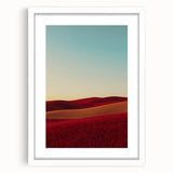 Framed landscape artwork showcasing a serene countryside scene, featuring lush greenery and rolling hills, presented in a white mat for an elegant finish.