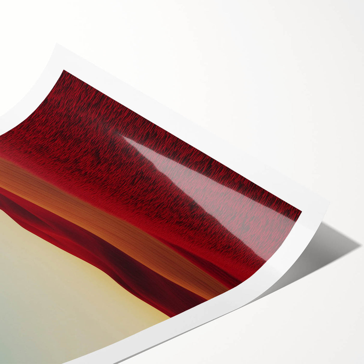 Rolled print showcasing a vibrant countryside landscape with rolling hills and a serene sky, elegantly packaged in a protective cardboard tube for easy transport.