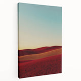 Stretched canvas artwork showcasing a serene countryside landscape with vibrant green fields and a clear blue sky, perfect for home decor or art enthusiasts.
