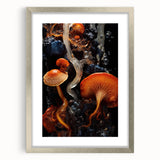 Textured abstract art print in muted gray and blue tones, framed in silver, ideal for modern bedroom ambiance.