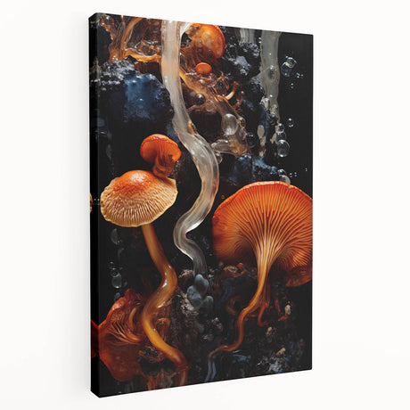 Large abstract art on stretched canvas with a mix of earthy and teal tones, suitable for kitchen wall decor.