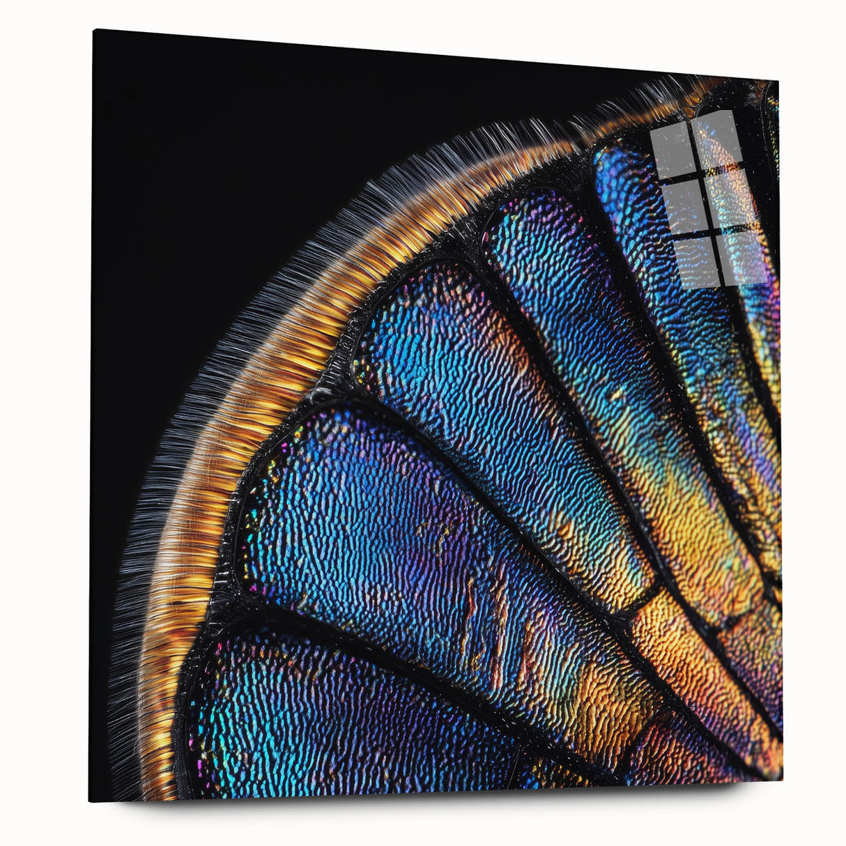 Large abstract wall art featuring a close-up of an animal in muted earth tones on acrylic glass.