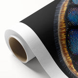 Art deco poster of a colorful peacock, printed on rolled canvas, ideal for nursery wall art.