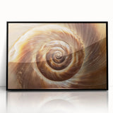 Art deco poster featuring a close-up of nature elements in muted green and brown tones, framed in black acrylic.