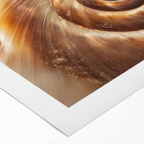 Art deco poster featuring close-up botanical elements in muted green and brown tones on rolled canvas.