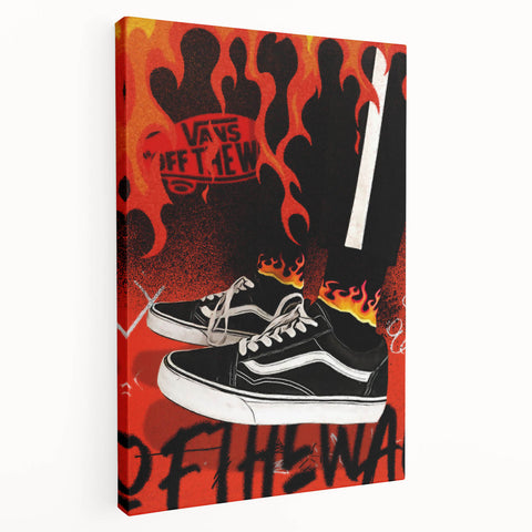 Vans Pop Art Wall Art - Bold Flame Sneakers Canvas Print