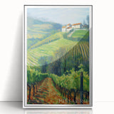 Art deco poster featuring a stylized cityscape in muted gray and blue tones, printed on framed acrylic.