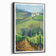 Black and white vintage poster art of a landscape on framed canvas, suitable for bedroom wall decor.