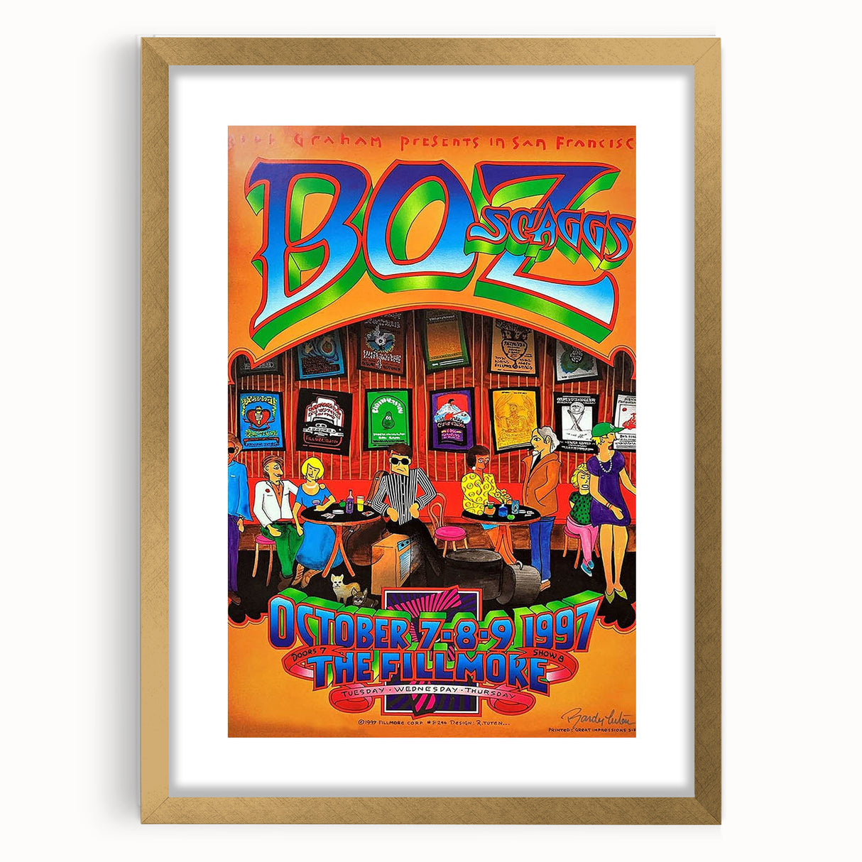 Boz Scaggs 1997 Fillmore Poster - Retro Music Wall Art