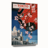 Vintage Tokyo Travel Poster | Retro Art Print of Cherry Blossoms