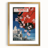 Vintage Tokyo Travel Poster | Retro Art Print of Cherry Blossoms