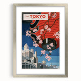Vintage Tokyo Travel Poster | Retro Art Print of Cherry Blossoms