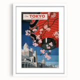 Vintage Tokyo Travel Poster | Retro Art Print of Cherry Blossoms