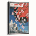 Vintage Tokyo Travel Poster | Retro Art Print of Cherry Blossoms