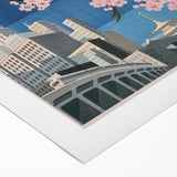 Vintage Tokyo Travel Poster | Retro Art Print of Cherry Blossoms