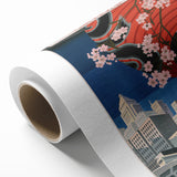 Vintage Tokyo Travel Poster | Retro Art Print of Cherry Blossoms