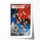 Vintage Tokyo Travel Poster | Retro Art Print of Cherry Blossoms